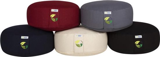 Meditatiekussen eco Bordeaux rond laag 10-12cm - Ecoyogi - Yoga kussen - GOTS gecertificeerd van Ecoyogi — afbeelding 4