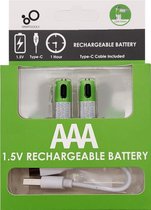 AAA Batterijen - 2x Oplaadbare AAA batterij - met usb-c oplaadsnoer /oplader - <1200x oplaadbaar cyclus