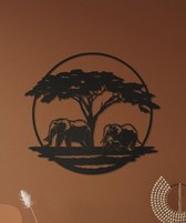Wanddecoratie dieren | Olifant met boom