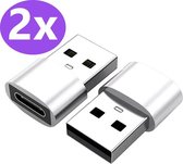 Vues Set van 2 USB-A naar USB-C 3.1 Adapter Converter - 2 stuks - USB A to USB C HUB - Zilver