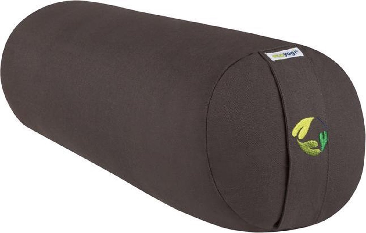 Ecoyogi Yogabolster Eco Katoen Antraciet/ Lava kleur - 60 x 20 cm (Lengte x Diameter) – 4 KG – Wasbare Buitenhoes – Aanpasbare Boekweit Vulling - 100% Gecertificeerd Biologisch Katoen - GOTS Gecertificeerd - Duurzame Yoga bolster – Yoga rol