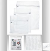 Set van 3x stuks waszakjes/wasnetjes wit in 3 formaten - Wasgoed zakjes - BH zakjes