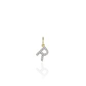 Gisser Jewels - Hanger excl. Collier - Letter R gezet met Zirkonia - 8mm - Geelgoud Verguld Zilver 925