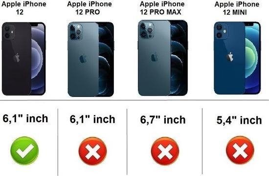 iPhone 12 - Protecteur d'écran iPhone 12 - Bookcase portefeuille étui portefeuille Ultra fin en cuir véritable Vert + Protecteur d'écran