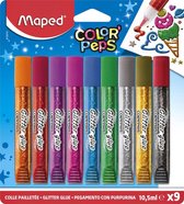 Maped Color Peps Glitterlijm – Glitterlijm kinderen – Kinderlijm - Glitterlijm kinderen - Knutsellijm - lijmstift - Glitterlijm voor kinderen tubes – 9 x 10,5ML