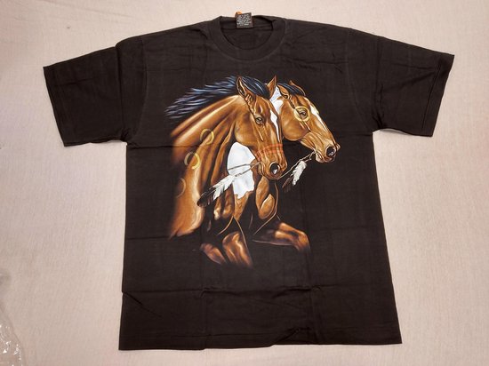 Rock Eagle Shirt: Twee Bruine Paarden (Large)