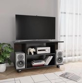 TV meubel met wieltjes - hoogglans zwart - industrieel - hout - kast - tvmeubel - modern - L&B Luxurys