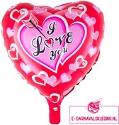Folie ballon  hart I Love You voor Valentijnsdag of andere liefde volle momenten 52x46cm
