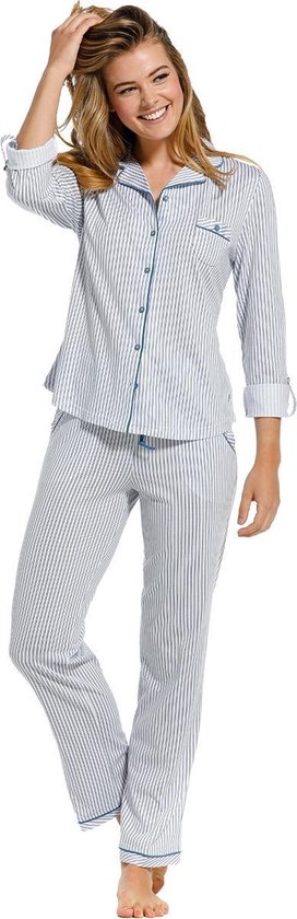Dames pyjama doorknoop Pastunette De Luxe 25211-310-6 - Blauw - 50 | bol.com