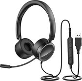 headset met microfoon for pc - pc-headset met microfoon, ruisonderdrukking en volumeregeling, 3,5 mm stereo pc-hoofdtelefoon for zakelijk Skype, callcenter, kantoorcomputer, duidel