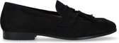 Manfield - Dames - Zwarte suède loafers met kwastjes - Maat 36