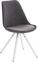 Stoel - Eetkamerstoel - Bezoekersstoel - Hout - Stof - Ronde Poten - Wit - Licht Grijs