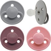 Set van 3 fopspenen Mininor - Silicone - 0-6 maand - Roze, Pruim en Grijs