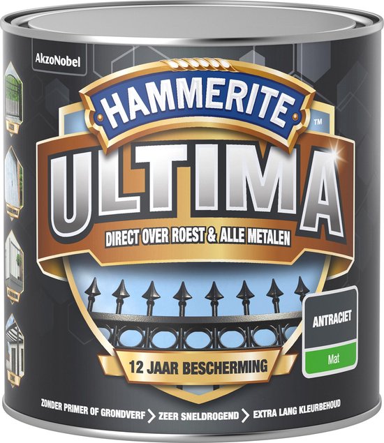 Hammerite Ultima Metaallak - Mat - Antraciet - 250 ml | bol.com