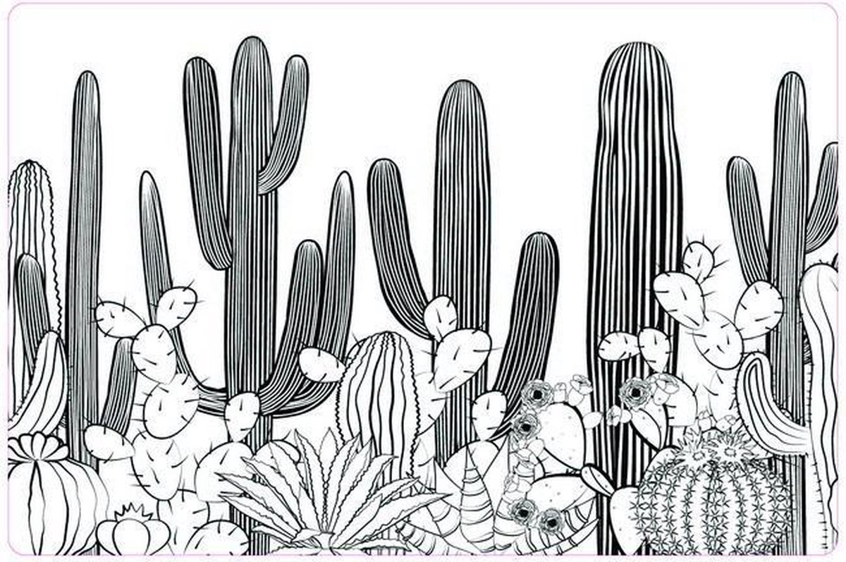 4x Placemat Cactus Forest | 30x45cm | anti-slip - onderlegger - placemats kunststof