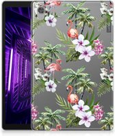 Tablet Cover Lenovo Tab M10 HD (2de generatie) Siliconen Hoes Flamingo Palms met doorzichte zijkanten