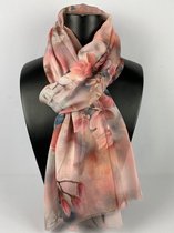 Sjaal magnolia bloesem van mooi dun materiaal 30% zijde met 70% viscose