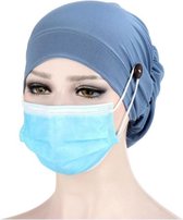 Hijab voor Mondkapje - Hoofddeksel - Tulband - 1 stuks Blauw
