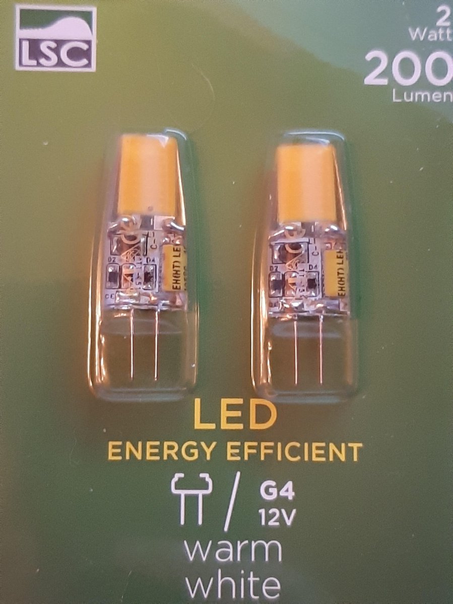 2 x led lampjes G4 12V 200 Lumen 2 Watt - warm wit - steeklampje G4 12 volt | bol.com