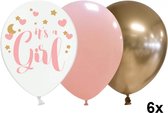 It's a Girl ballonnen mix met roze en goud, 6 stuks, 30 cm