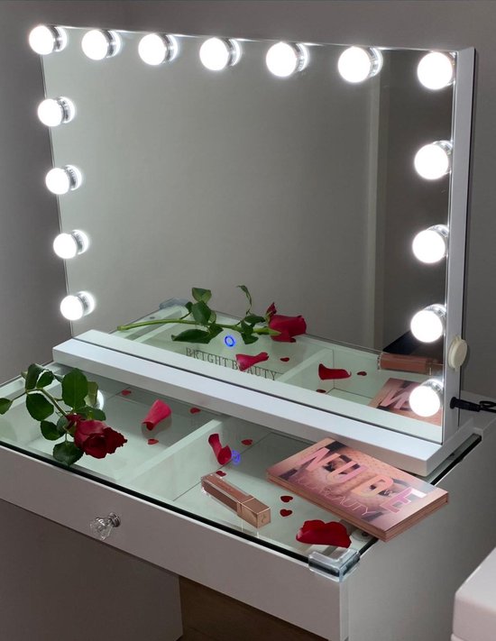 garen Inspecteren Elektrisch Bright Beauty Vanity hollywood make up spiegel met verlichting - 58 cm x 43  cm -... | bol.com