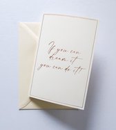 Luxe wenskaarten met rosé goudfolie – “If you can dream it, you can do it” – set 3 dubbele kaarten – incl enveloppen