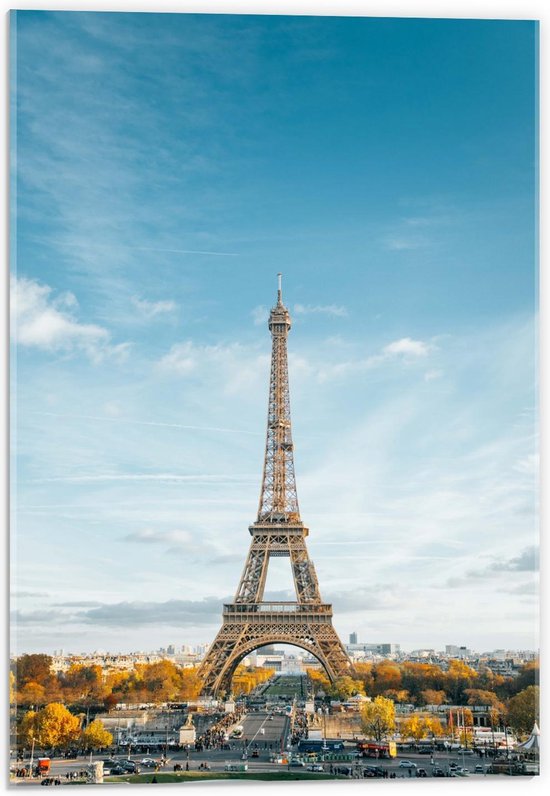 Acrylglas –Klein Beeldje van Eiffeltoren– 90x60 (Wanddecoratie op Acrylglas)