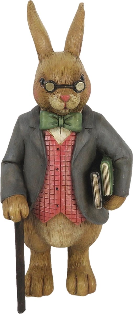 Decoratie Beeld Konijn 8*8*19 cm Bruin, Grijs Kunststof Decoratief Figuur Decoratieve Accessoires Woonaccessoires