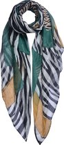 Melady Sjaal Dames Print 80*180 cm Groen Synthetisch Shawl Dames