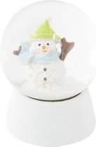 Clayre & Eef Sneeuwbol Sneeuwpop Ø 5*6 cm Wit Polyresin, Glas Rond Snowglobe
