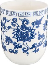 Clayre & Eef Mug 100 ml Bleu Porcelaine Rond Fleurs Tasse à thé