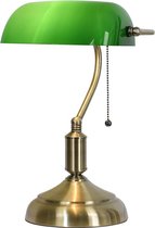LumiLamp Bureaulamp Bankierslamp 27x17x41 cm Groen Goudkleurig Metaal Glas Tafellamp