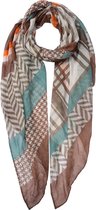 Juleeze Sjaal Dames Print 80*180 cm Bruin Polyester Shawl Dames Sjaal