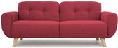 HEXAGONE - MORA 3-zits vaste bank - Rode stof - B 194 x D 93 x H 78 cm