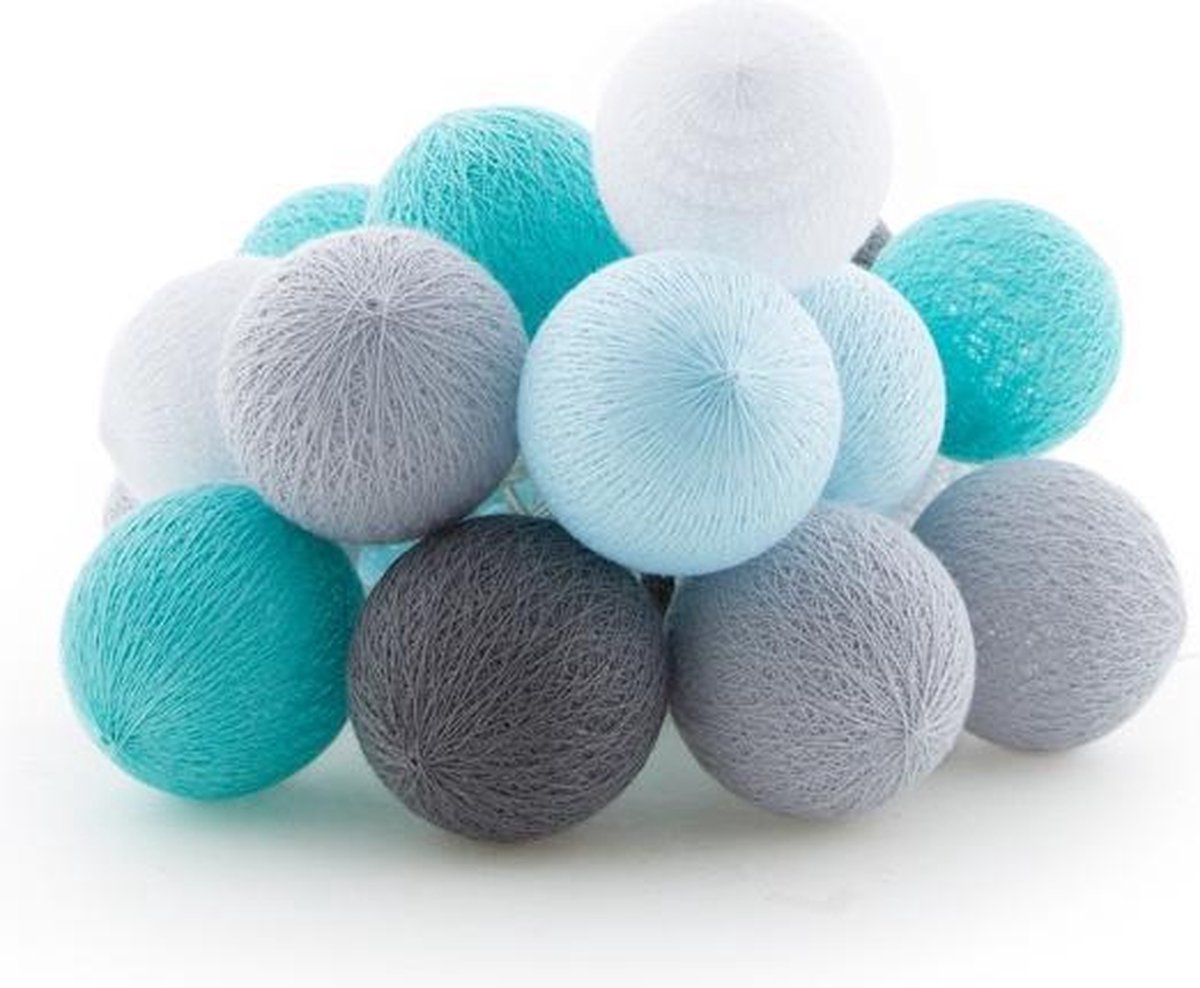 Cotton Ball Lights buiten feestverlichting blauw 20 ballen Turquesa