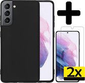 Samsung S21 Plus Hoesje Met 2x Screenprotector - Samsung Galaxy S21 Plus Case - Siliconen Samsung S21 Plus Hoes Met 2x Screenprotector - Zwart