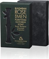 Purifying glycerin soap Rose For Men | Zeep voor mannen voor lichaam en haar met houtskool en 100% natuurlijke Bulgaarse rozenwater | Vaderdag cadeau