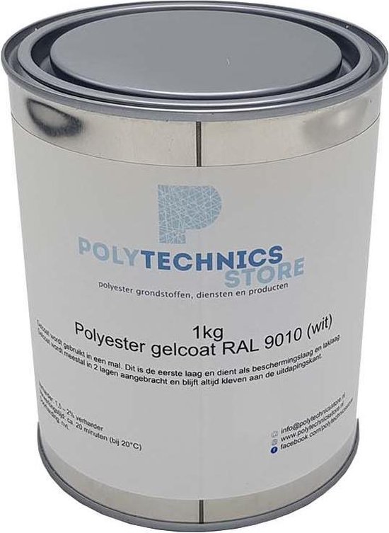 Polyester Gelcoat RAL 9010 (Zuiver wit) 1 kg - incl. MEPK Verharder - Polyester  Verf | bol.com