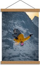 Schoolplaat – Snowboarder in de Lucht - 30x40cm Foto op Textielposter (Wanddecoratie op Schoolplaat)