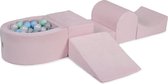 Ballenbakje.nl® Foam Speelset met ballenbak Roze incl 100 ballen: Mint, Baby Blauw, Grijs, Wit Pearl, Transparant