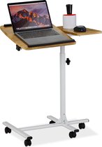 Relaxdays Laptoptafel verstelbaar - laptop bureau op wielen - verrijdbaar - computertafel