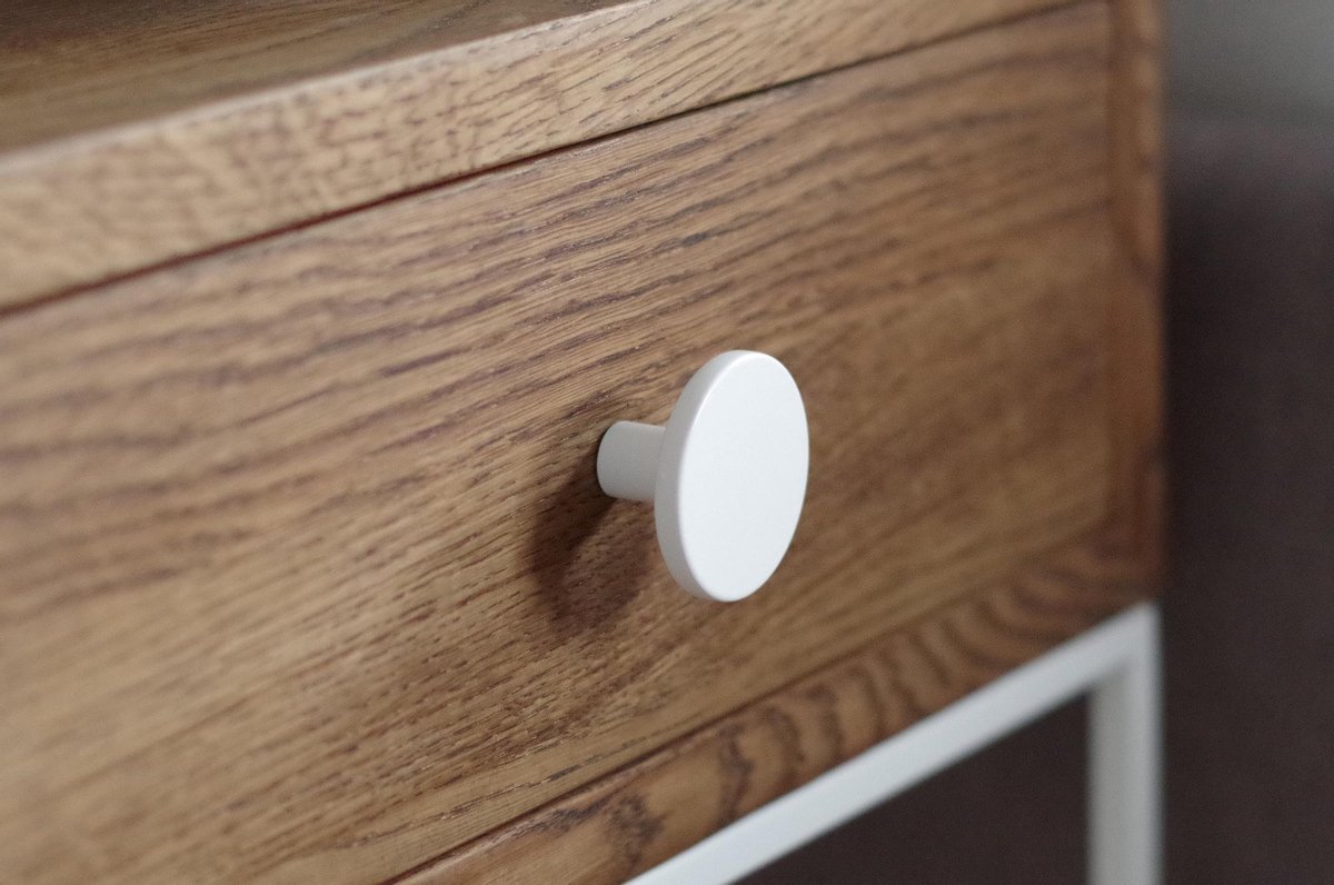 Knop mat WIT Doorsnede Ø41 mm , keukenknop - kastknop - meubelknop - kastgreep - incl. schroeven - H006