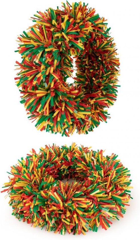 Deurkrans rood/geel/groen snipper - limburg - carnaval - 39 cm - Merkloos