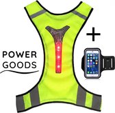 Power Goods Reflecterend hardloopvest met smartphone houder - Reflectie LED vest - Sportarmband - Universeel - Hardloopvest led verlichting - One size- reflecterend hesje - Hardlopen - Sporth