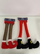 Auto accessoires kerst: hanging elf legs (autodecoratie) - set van 2 diverse stuks