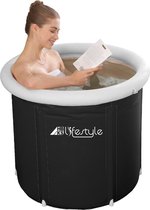 HBKS Zitbad - Mobiele Badkuip met Afvoer - Bath Bucket - Voor Volwassenen en Kinderen - Inclusief Tas - Wim Hof Methode - Zwart