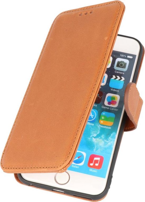 MP Case - Echt leer hoesje iPhone 6 / 6s bookcase wallet cover - Tan