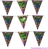 3x stuks vlaggenlijnen met NEON18 jaar thema feestartikelen - Verjaardag versieringen - 10 meter - Plastic