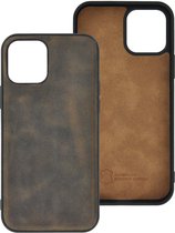 iPhone 12 Mini Hoesje - iPhone 12 Mini hoesje Echt leer Back Cover P Case Antiek Bruin