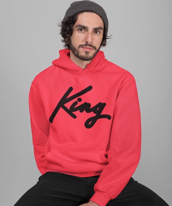 King / Queen Hoodie Red Black (King - Maat 4XL) | Koppel Cadeau | Valentijn Cadeautje voor hem & haar